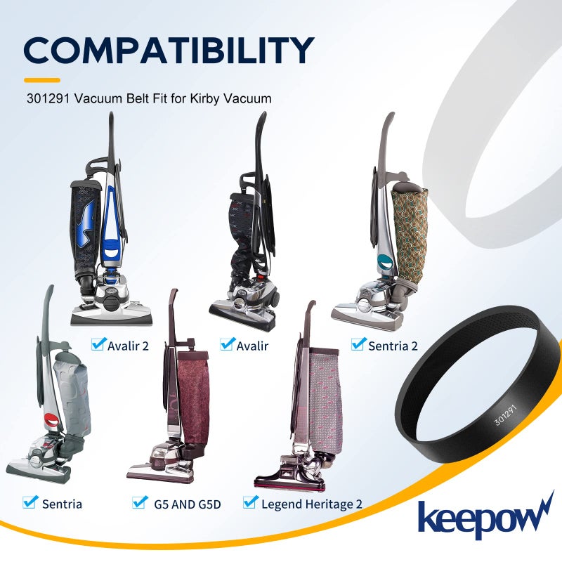 KEEPOW حزام مكنسة كهربائية KEEPOW لكيربي، حزام بديل 301291G متوافق مع سلسلة كيربي سنتريا، أفالير 2، G3 G4 G5 G6 G7 (4 عبوات) - Image 2